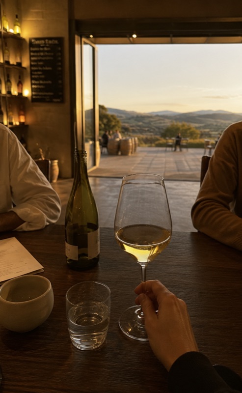 Tasting a glass of white wine